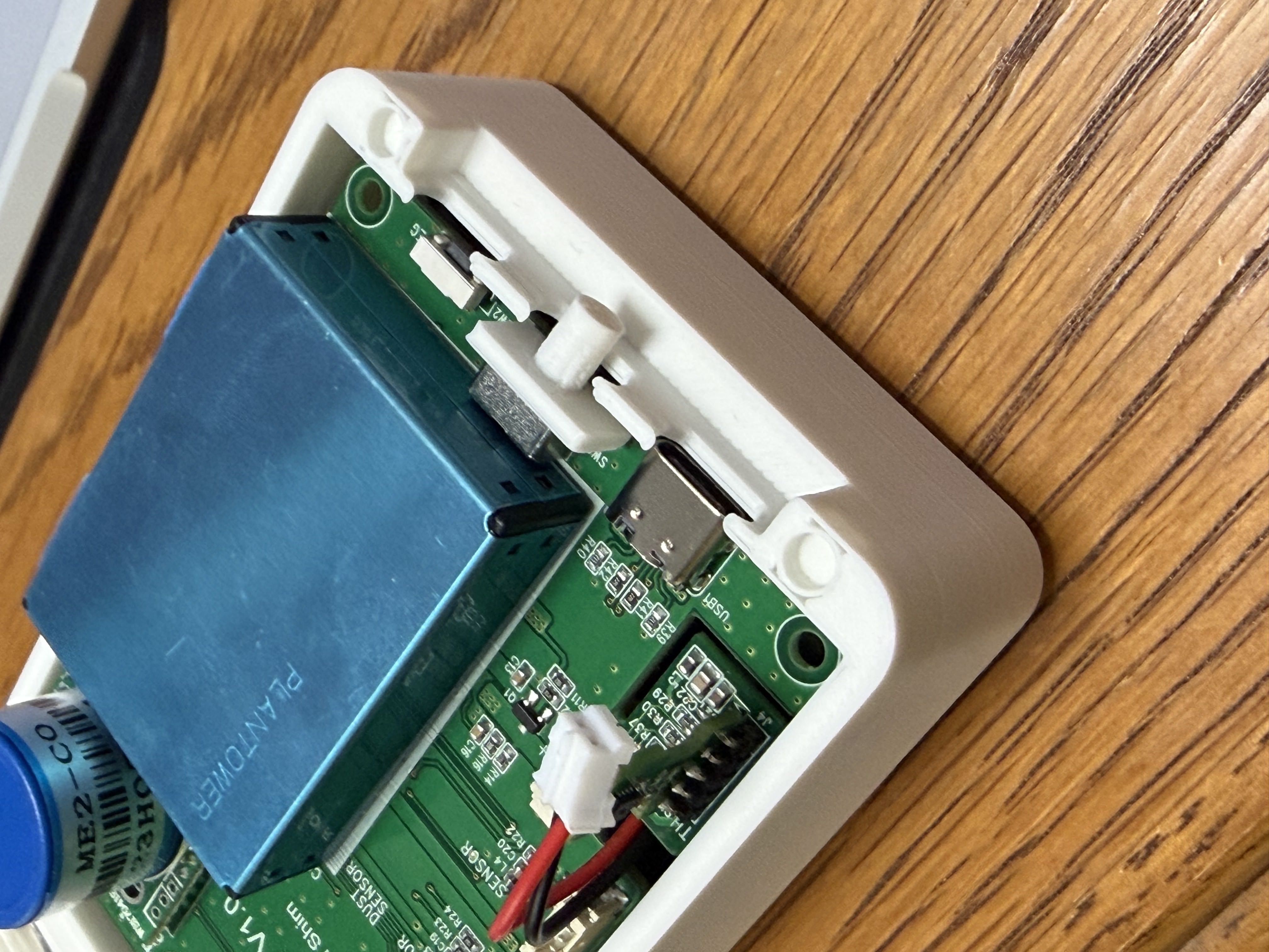 3D printed white case with PCB inside