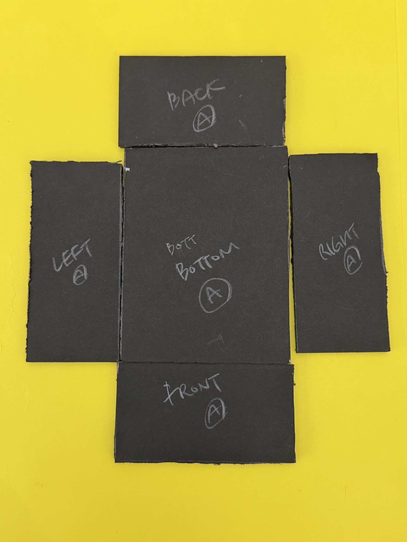 Foam pattern pieces laid flat