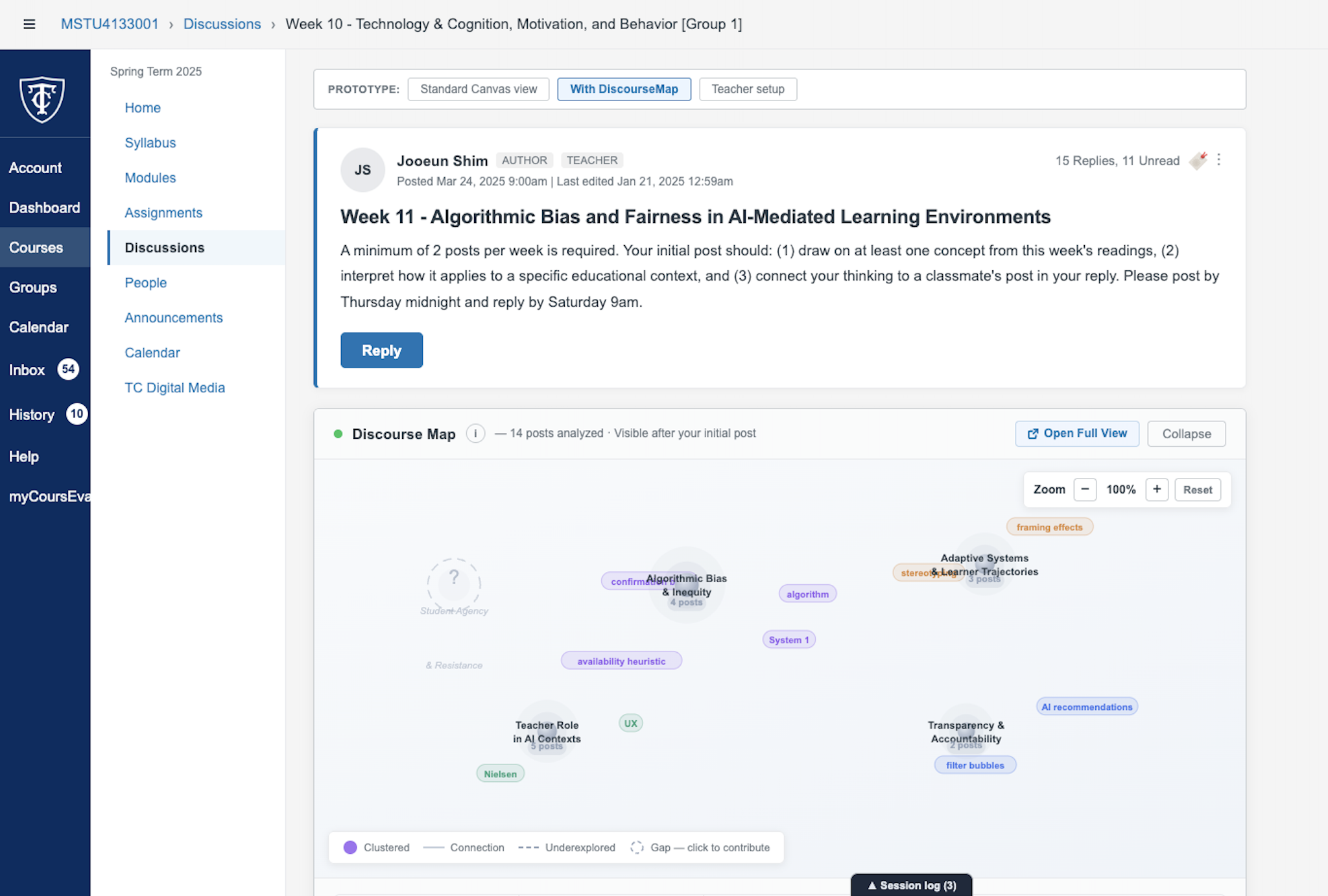 DiscourseMap cluster view